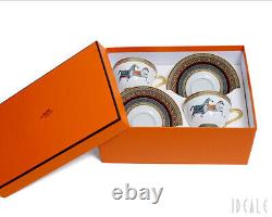 HERMES Cheval d'Orient No. 2 Gold Tea cup & Saucer pair set Auth #092113