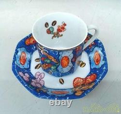 HERMES Demitasse Designer Cup & Saucer Pair Set Multicolor Porcelain Pre-owned