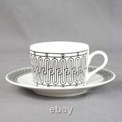 HERMES H Deco Ash Deco Teacup Pair Cup & Saucer With HERMES Private Case