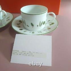 HERMES Mesclun Tea Cup & Saucer 2 Sets While Green French Porcelain