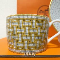 HERMES Mosaique au 24 Gold Tea cup & Saucer pair set Auth #022308