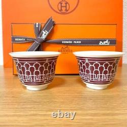 HERMES Paris H DECO Rouge Tea Cup Coffee Porcelain Set of 2 F/S Japan