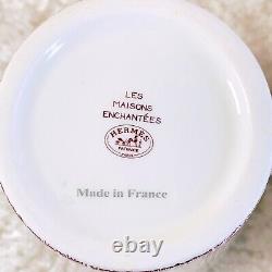 HERMES Paris Tea Cup & Saucer LES MAISONS ENCHANTEES 2 Sets Tableware with Case