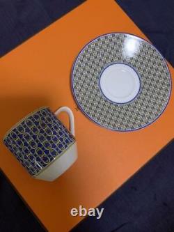 HERMES Paris Teacup Saucer Cup Tableware TIE Set Ornament Ribbon Manual Box Rare