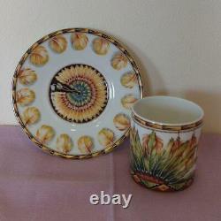 HERMES Porcelain Paris Teacup Saucer Cup Mug Tableware Feather Patchwork Brazil