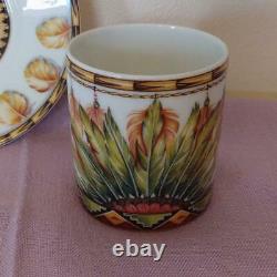 HERMES Porcelain Paris Teacup Saucer Cup Mug Tableware Feather Patchwork Brazil