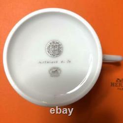 HERMES Porcelain Tea Cup Saucer Mosaique Au 24 Platinum Tableware set Ornament