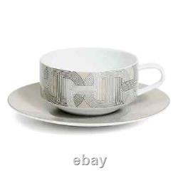 HERMES Rallye 24 Tea Cup Saucer Chaine D'Ancre Gray Tableware 2 set Auth New