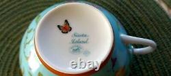HERMES SIESTA ISLAND Blue 2 Cups and 2 Saucers Set Floral Dinnerware New