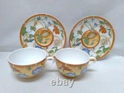 HERMES Siesta Tea Cup & Saucer 2 Persons Set Flower Butterfly Porcelain with Box