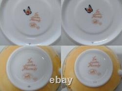 HERMES Siesta Tea Cup & Saucer 2 Persons Set Flower Butterfly Porcelain with Box