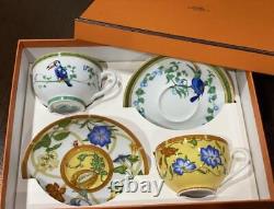 HERMES Siesta & Toucans Tea Cup & Saucer Set with Box Unused