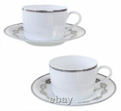 HERMES Tea Cup Saucer Chaine D'ancre Platinum Tableware set Ornament New Unused