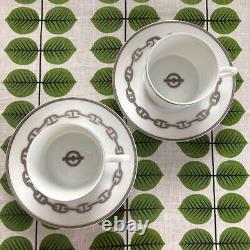 HERMES Tea Cup Saucer Chaine D'ancre Platinum Tableware set Ornament New Unused