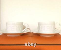 HERMES Tea Cup Saucer Egee Soleil White Tableware 2 set Ornament Porcelain New