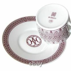 HERMES Tea Cup Saucer H DECO ROUGE Tableware 2 set Ornament Porcelain Coffee New