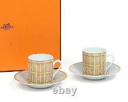 HERMES Tea Cup Saucer Mosaique Au 24 Coffee Cup 2 set Gold Dinnerware Tableware