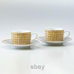 HERMES Tea Cup Saucer Mosaique Au 24 Tableware set Gold Ornament Porcelain NEW
