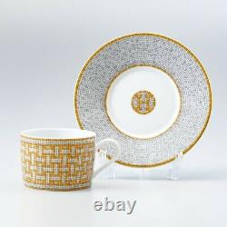 HERMES Tea Cup Saucer Mosaique Au 24 Tableware set Gold Ornament Porcelain NEW