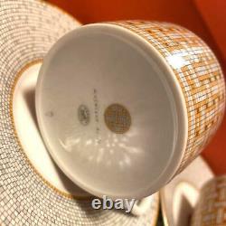 HERMES Tea Cup Saucer Mosaique Au 24 Tableware set Gold Ornament Porcelain New