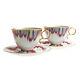 HERMES Voyage en Ikat Ruby Tea cup & Saucer pair set Auth #031406