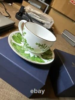 Halcyon Days Al Fresco Lady Bug Green Leaf Tea Cup & Saucer Two Sets