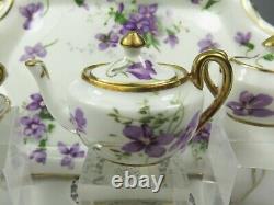Hammersley Violets Miniature Tea Set Tray Teapot Sugar Milk Jug Cups & Saucers