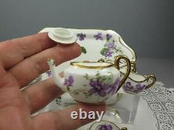 Hammersley Violets Miniature Tea Set Tray Teapot Sugar Milk Jug Cups & Saucers