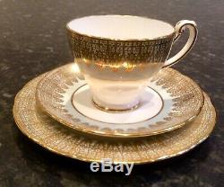 Hammersley vintage China Tea set 7 tea cups saucers side plates green gold