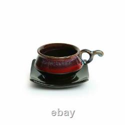 Hand Glazed Ceramic Coffee Mugs Tea Cups Set of 6 with Saucer (150 ML)