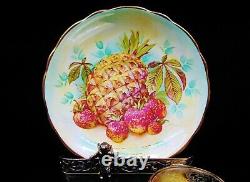 Hand Painted Fruit & Gold Tea Cup & Saucer Set Signed By D. Millington Hammersley