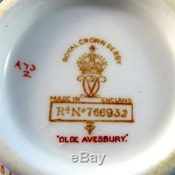 Hand Painted Royal Crown Derby Olde Avesbury Tea Cup and Saucer Set