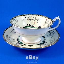 Hand Painted on Vellum China Victorian Scenic Paragon Tea Cup and Saucer Set