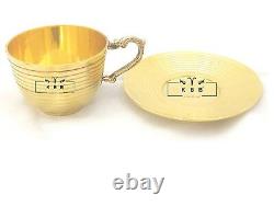 Handmade Brass Tea Cup and Saucer Set Rocket Design