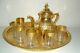 Handmade Moroccan Golden Tea Set Handmade TeaPot, Tea Cups Tea Tray, Set Of 6 Cups