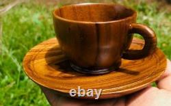 Handmade Wooden Tea Cup Set Sugar Bowl Teapot Tray Ornaments Gift Set 16 Pcs