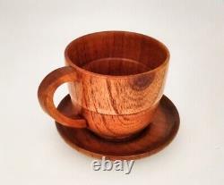 Handmade Wooden Tea Cup and Saucer Set