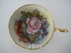Handpainted Ja Bailey Aynsley Set Cabbage Rose Gold Trio Cup Saucer & Tea Plate
