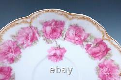 Haviland Limoges Drop Rose Tea Cup & Saucer Set Porcelain Pink Schleiger 55 #2