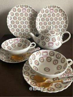 Hello Kitty Noritake Tea Set Teapot Cup & Saucer Free shipping From Japan NEW