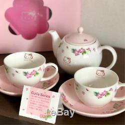 Hello Kitty Teapot Teacup Saucer Set Cutie Series Kanesho Pottery Sanrio 2001 JP