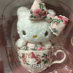 Hello Kitty meets LAURA ASHLEY Tea Cup set and Mascot Plush Doll Sanrio Rare New