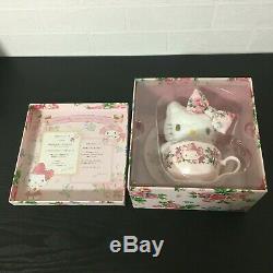 Hello Kitty meets LAURA ASHLEY Tea Cup set and Mascot Plush Doll Sanrio Rare New