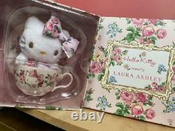 Hello Kitty meets LAURA ASHLEY Tea cup set & Mascot Plush Doll Sanrio Anime RARE