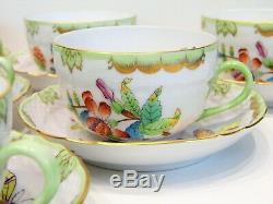 Herend Queen Victoria Tea Cups with Saucers Set of Six 1726/VBO