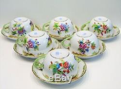 Herend Queen Victoria Tea Cups with Saucers Set of Six 1726/VBO