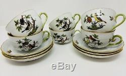 Herend Rothschild Bird Tea Cup And Saucer Set For 6 #1726/ROMINT CONDITION