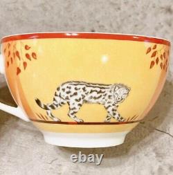 Hermes Africa Orange Tea Cup Saucer Tableware 2 set Animal Coffee Morning No Box