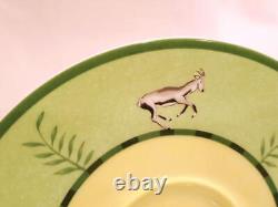 Hermes Africa Tea Cup Saucer Green Tableware 2 set Coffee Cafe Ornament Auth New