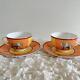 Hermes Africa Tea Cup Saucer Orange Tableware 2 set Animal Coffee Cafe Auth New
